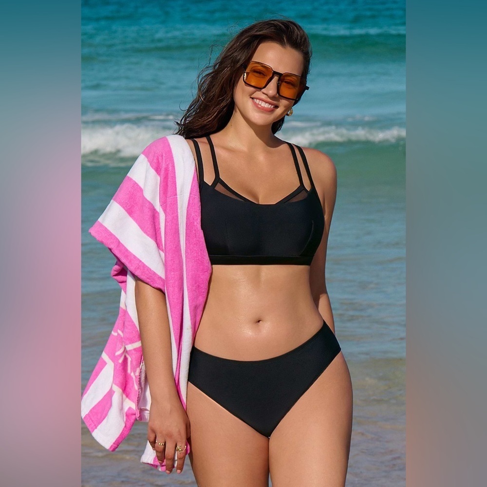 Cupshe Black Strappy Bikini Set